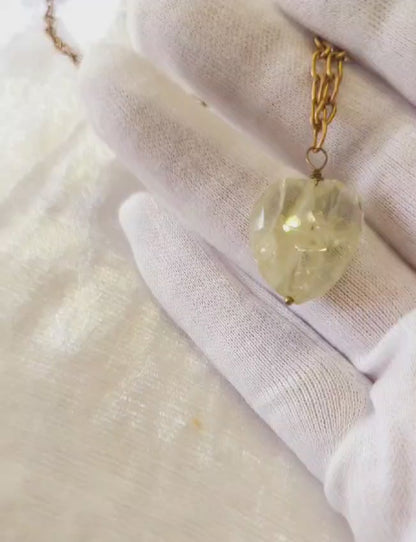 Yellow Apatite unisex Chain Necklace 2