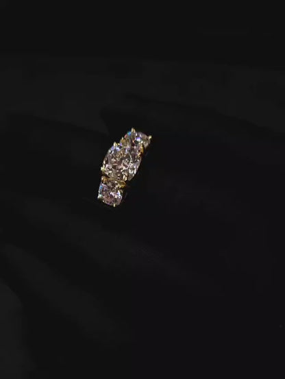 Three moissanite diamond ring