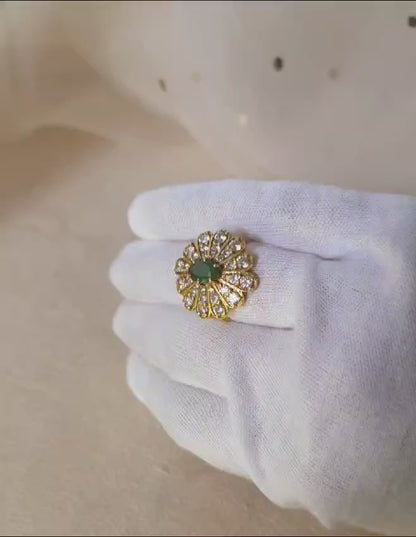 Crown feather emerald ring