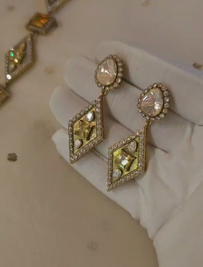 Carlton champagne silver earrings