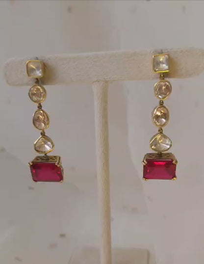 The ruby line silver earrings