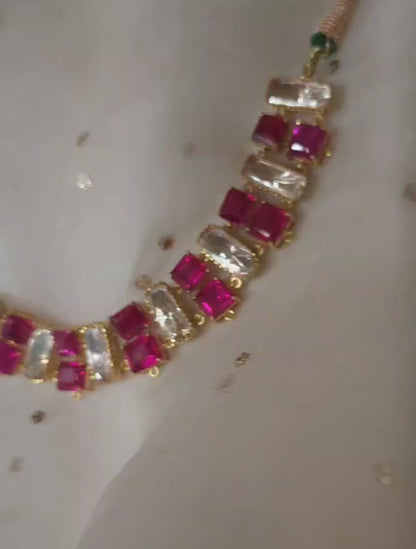 The ruby line polki necklace