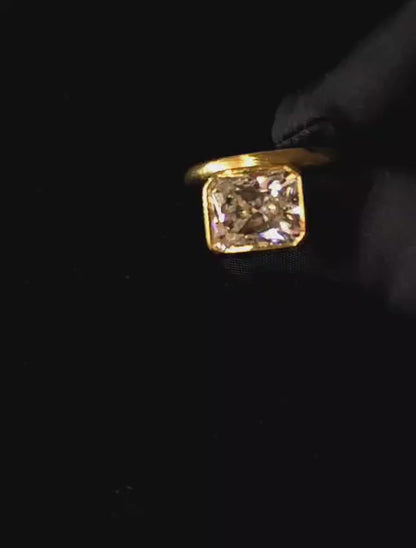 Octagon moissanite diamond ring
