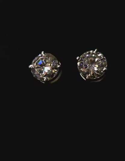 Two carat moissanite round studs
