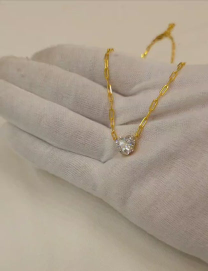 Three carat moissanite heart necklace