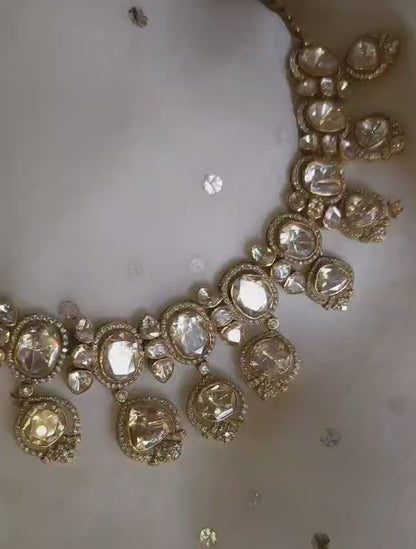 Antique moissanite silver necklace