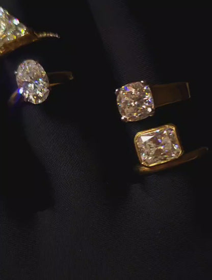 Trillion moissanite diamond ring