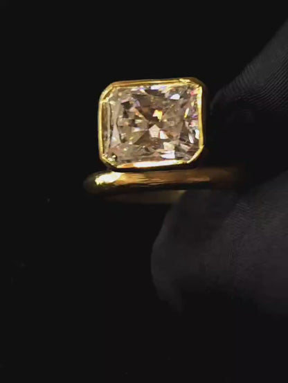 Octagon moissanite diamond ring