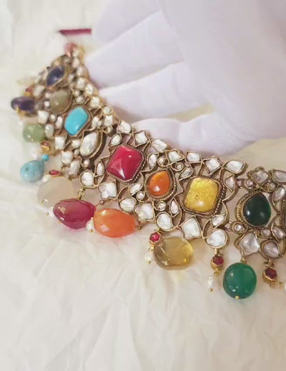 Jayaditya navratan necklace