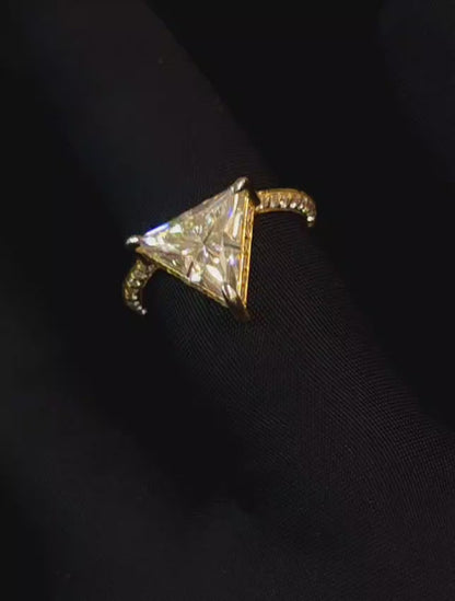 Trillion moissanite diamond ring