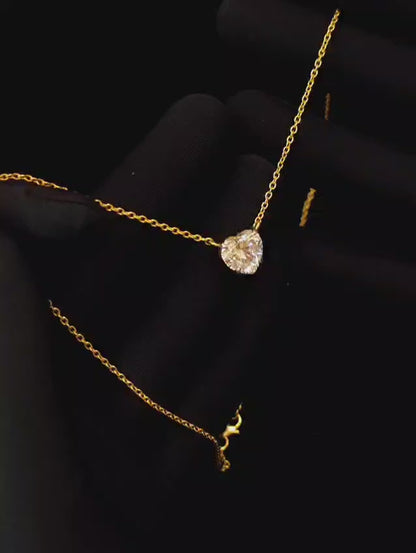 Three carat moissanite heart necklace
