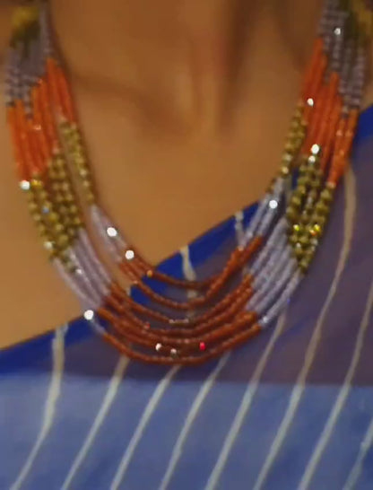 Prism crystal bead necklace
